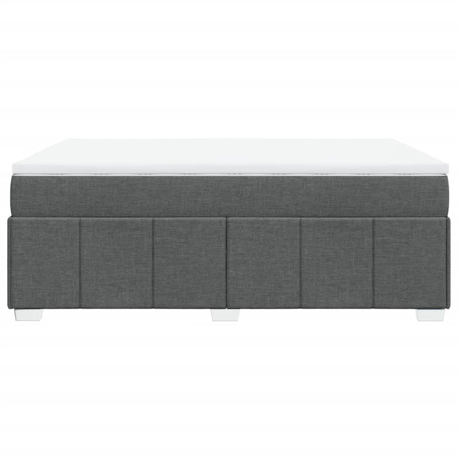 Box Spring Bed with Mattress Dark Grey Double Fabric
