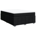 Box Spring Bed with Mattress Black Double Fabric