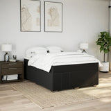 Box Spring Bed with Mattress Black Double Size Fabric - Side View