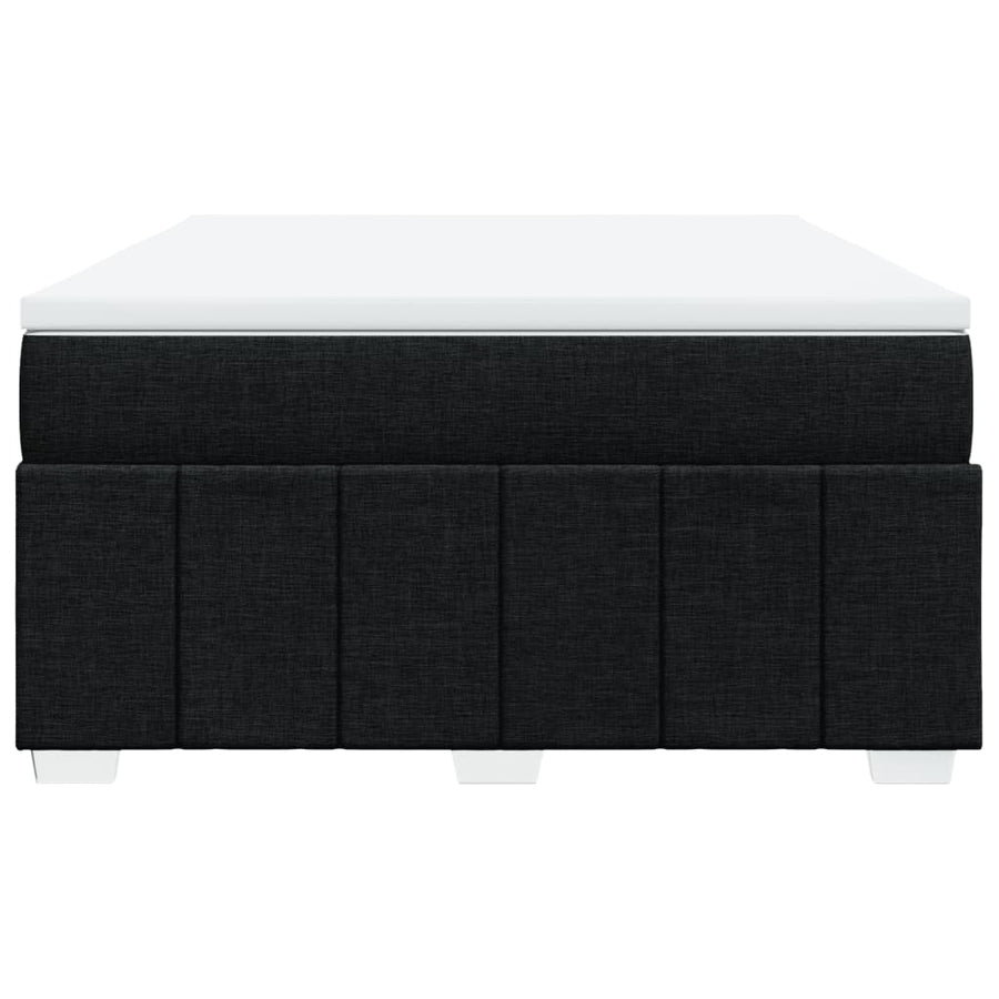 Box Spring Bed with Mattress Black Double Fabric