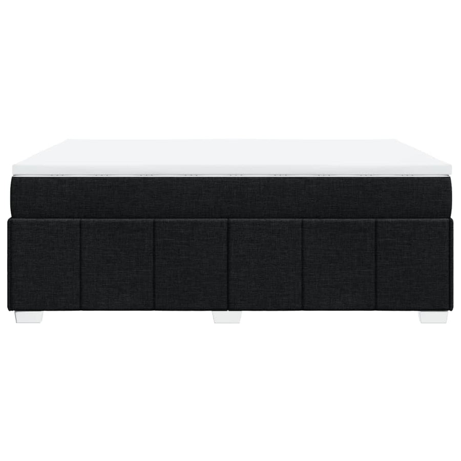 Box Spring Bed with Mattress Black Double Fabric