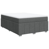 Box Spring Bed with Mattress Dark Grey Queen Size Fabric - Front View