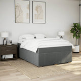 Box Spring Bed with Mattress Dark Grey Queen Size Fabric - Side View