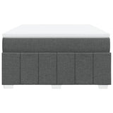 Box Spring Bed with Mattress Dark Grey Queen Size Fabric