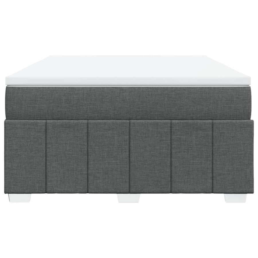 Box Spring Bed with Mattress Dark Grey Queen Fabric