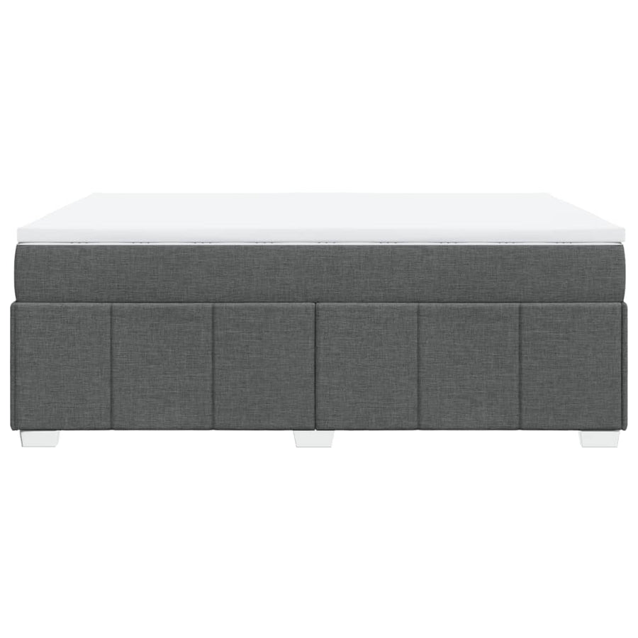 Box Spring Bed with Mattress Dark Grey Queen Fabric