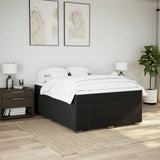 Box Spring Bed with Mattress Black Queen Size Fabric - Side View