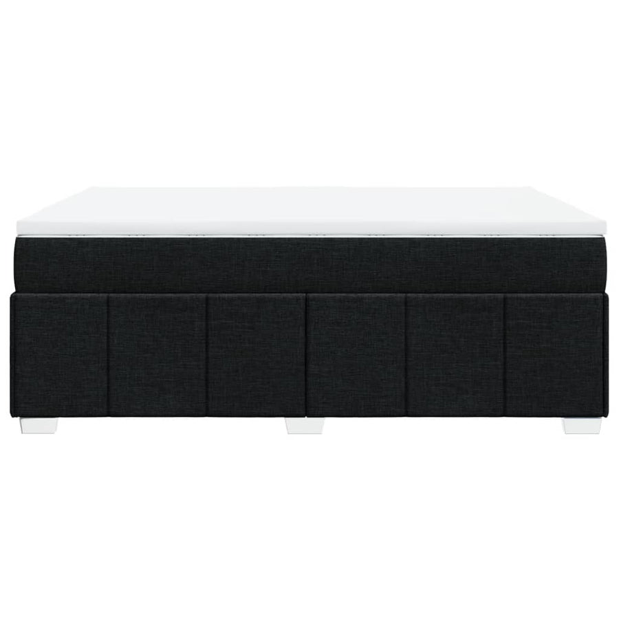Box Spring Bed with Mattress Black Queen Fabric
