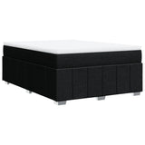 Box Spring Bed with Mattress Black Queen Size Fabric