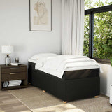 Box Spring Bed with Mattress Black King Single Fabric