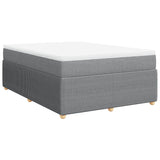 Box Spring Bed with Mattress Dark Grey Double Fabric - Front View