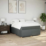 Box Spring Bed with Mattress Dark Grey Double Fabric