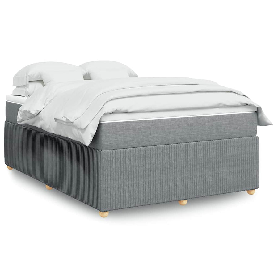 Box Spring Bed with Mattress Dark Grey Full Fabric