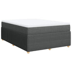 Box Spring Bed with Mattress Black Full Fabric