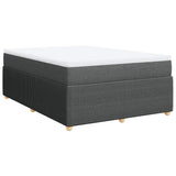 Box Spring Bed with Mattress Black Double Fabric - Front View