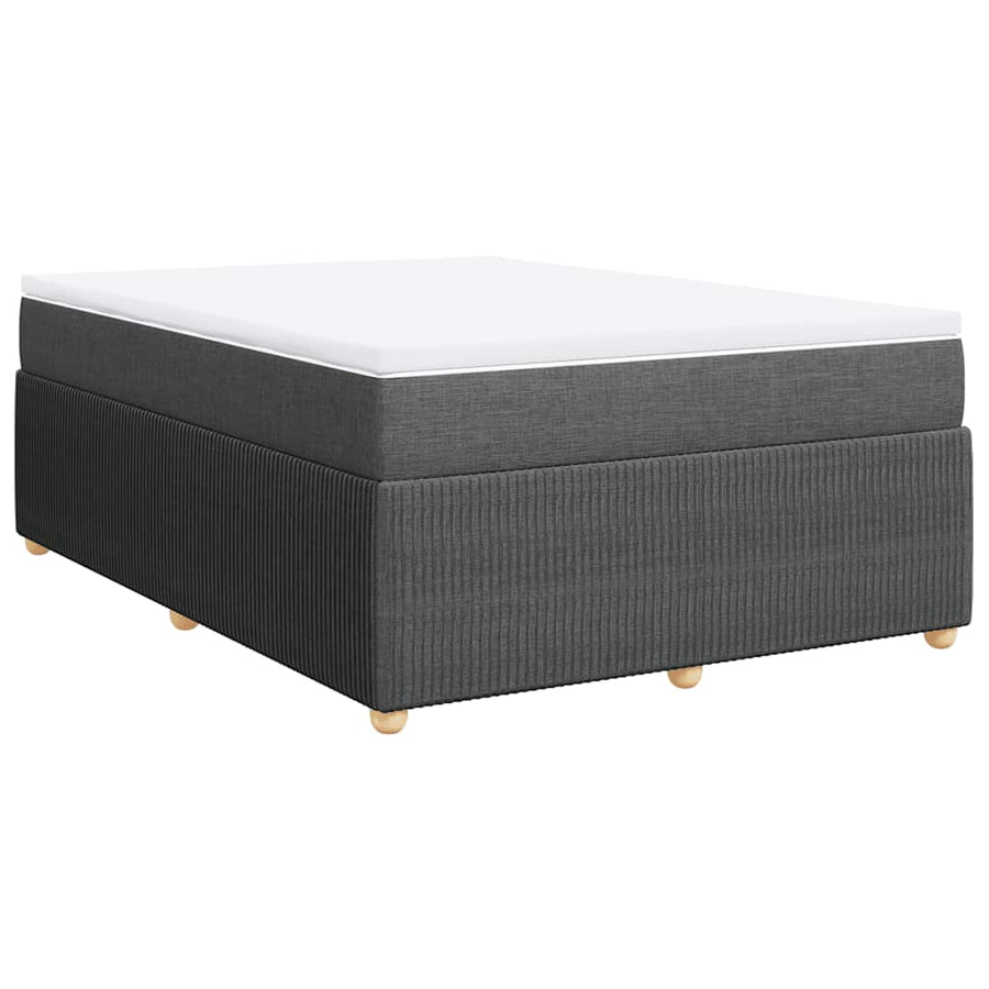 Box Spring Bed with Mattress Black Full Fabric