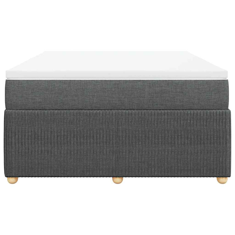 Box Spring Bed with Mattress Black Full Fabric
