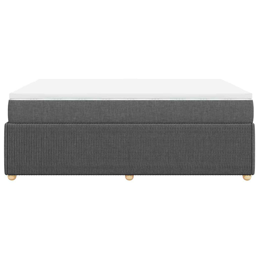 Box Spring Bed with Mattress Black Full Fabric