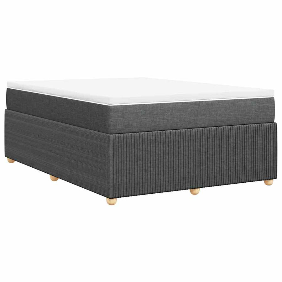 Box Spring Bed with Mattress Black Full Fabric