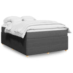 Box Spring Bed with Mattress Black Full Fabric