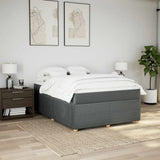 Box Spring Bed with Mattress Dark Grey Queen Fabric