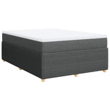 Box Spring Bed with Mattress Black Queen Fabric - Front View