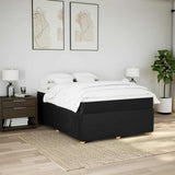 Box Spring Bed with Mattress Black Queen Fabric - Side View