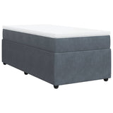 Box Spring Bed with Mattress Dark Grey King Single Velvet - Front View