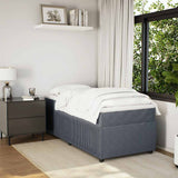 Box Spring Bed with Mattress Dark Grey King Single Velvet - Side View