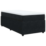 Box Spring Bed with Mattress Black King Single Velvet - Front View