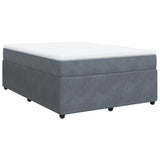 Box Spring Bed with Mattress Dark Grey Queen Velvet - Front View