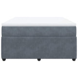 Box Spring Bed with Mattress Dark Grey Queen Velvet