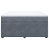 Box Spring Bed with Mattress Dark Grey Queen Velvet - 45-Degree Angle