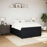Box Spring Bed with Mattress Black Queen Velvet - Side View