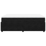 Box Spring Bed with Mattress Black Queen Velvet
