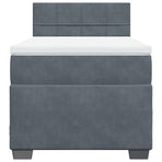 Box Spring Bed with Mattress Dark Grey King Single Fabric