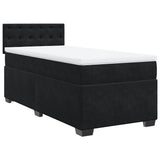 Box Spring Bed with Mattress Black King Single Fabric - Front View