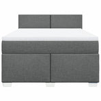 Box Spring Bed with Mattress Dark Grey Double Fabric