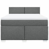 Box Spring Bed with Mattress Dark Grey Double Fabric - Top-Down View