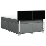 Box Spring Bed with Mattress Dark Grey Double Fabric - Extra Image