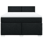 Box Spring Bed with Mattress Black Double Fabric