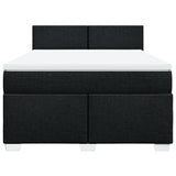 Box Spring Bed with Mattress Black Double Fabric - Top-Down View