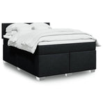 Box Spring Bed with Mattress Black Double Fabric