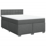 Box Spring Bed with Mattress Black Double Fabric - Front View