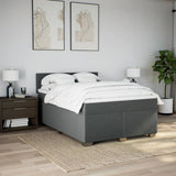 Box Spring Bed with Mattress Black Double Fabric - Side View