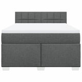 Box Spring Bed with Mattress Black Double Fabric - Top-Down View