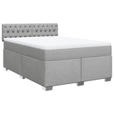 Box Spring Bed with Mattress Dark Grey Double Fabric