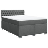 Box Spring Bed with Mattress Black Double Fabric - Front View