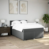 Box Spring Bed with Mattress Black Double Fabric - Side View