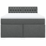 Box Spring Bed with Mattress Black Double Fabric - Top-Down View